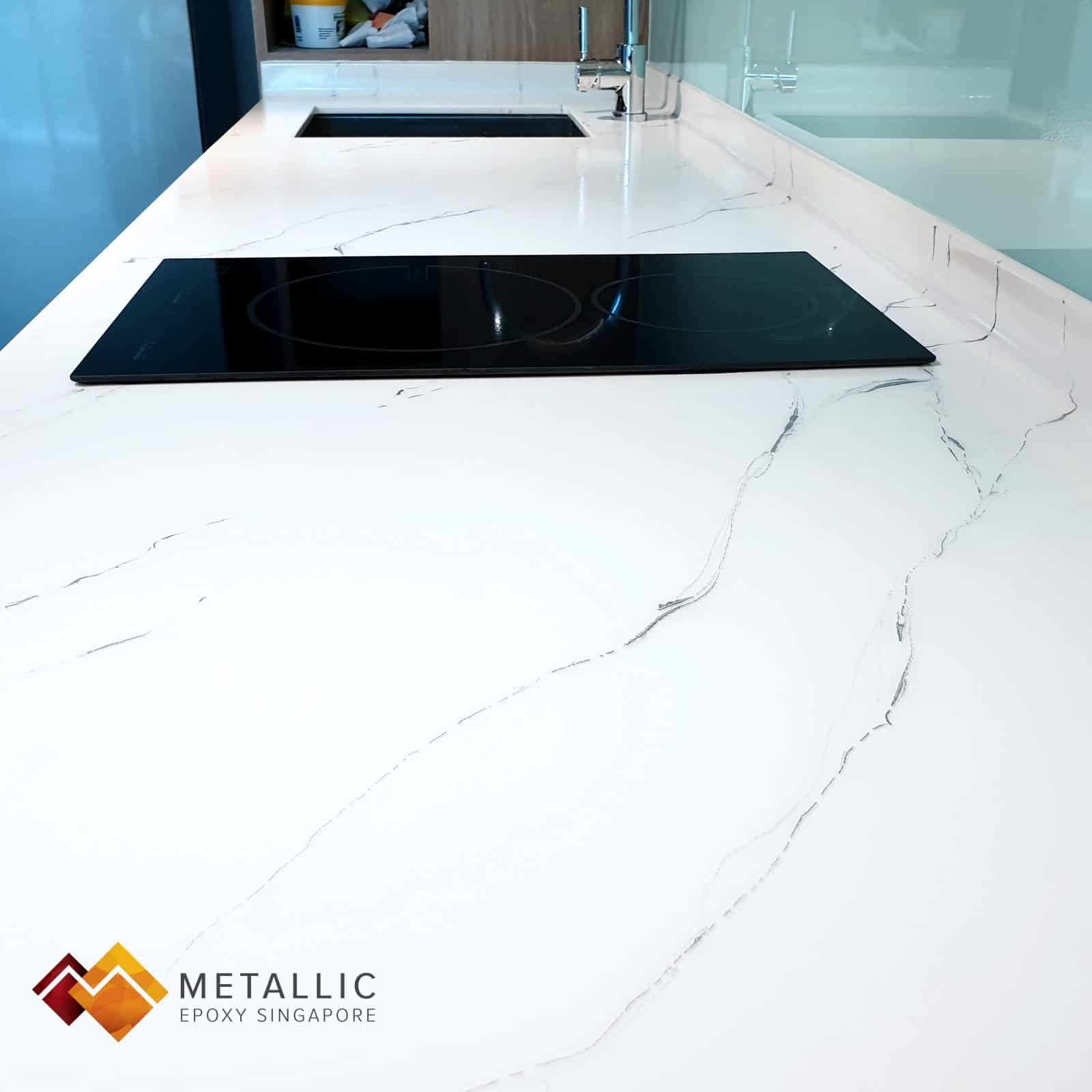 white metallic epoxy singapore countertop