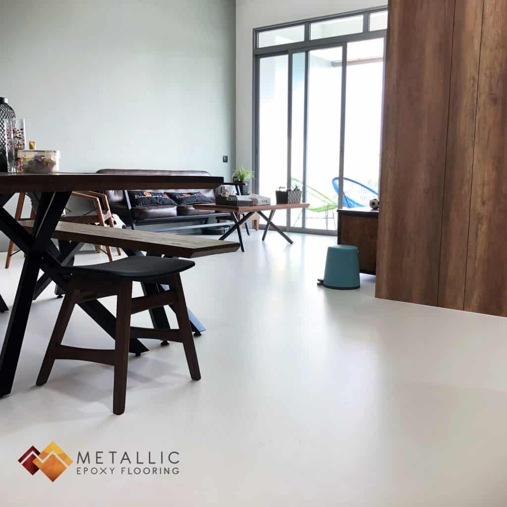 white metallic epoxy singapore flooring