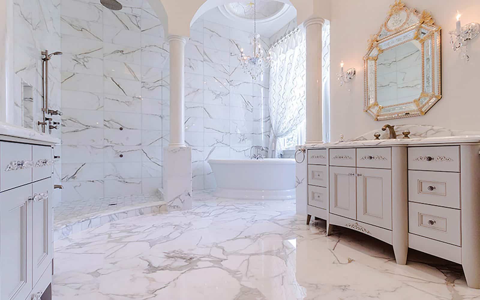 calacatta marble bathroom