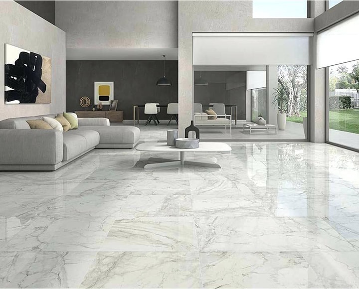 white marble living room floor