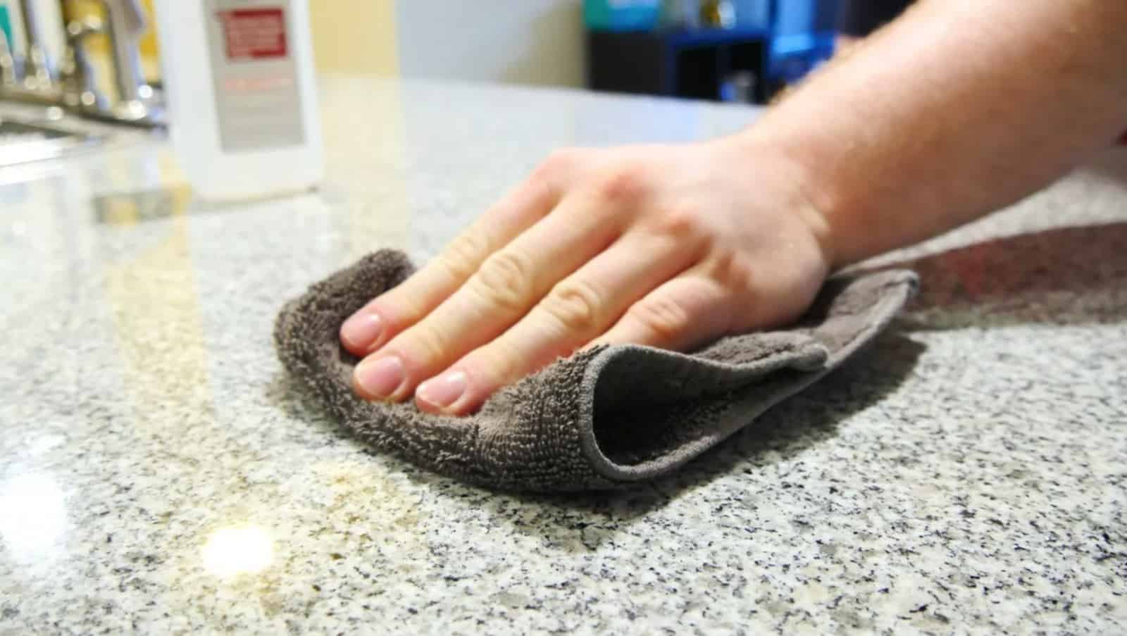 clean granite countertop