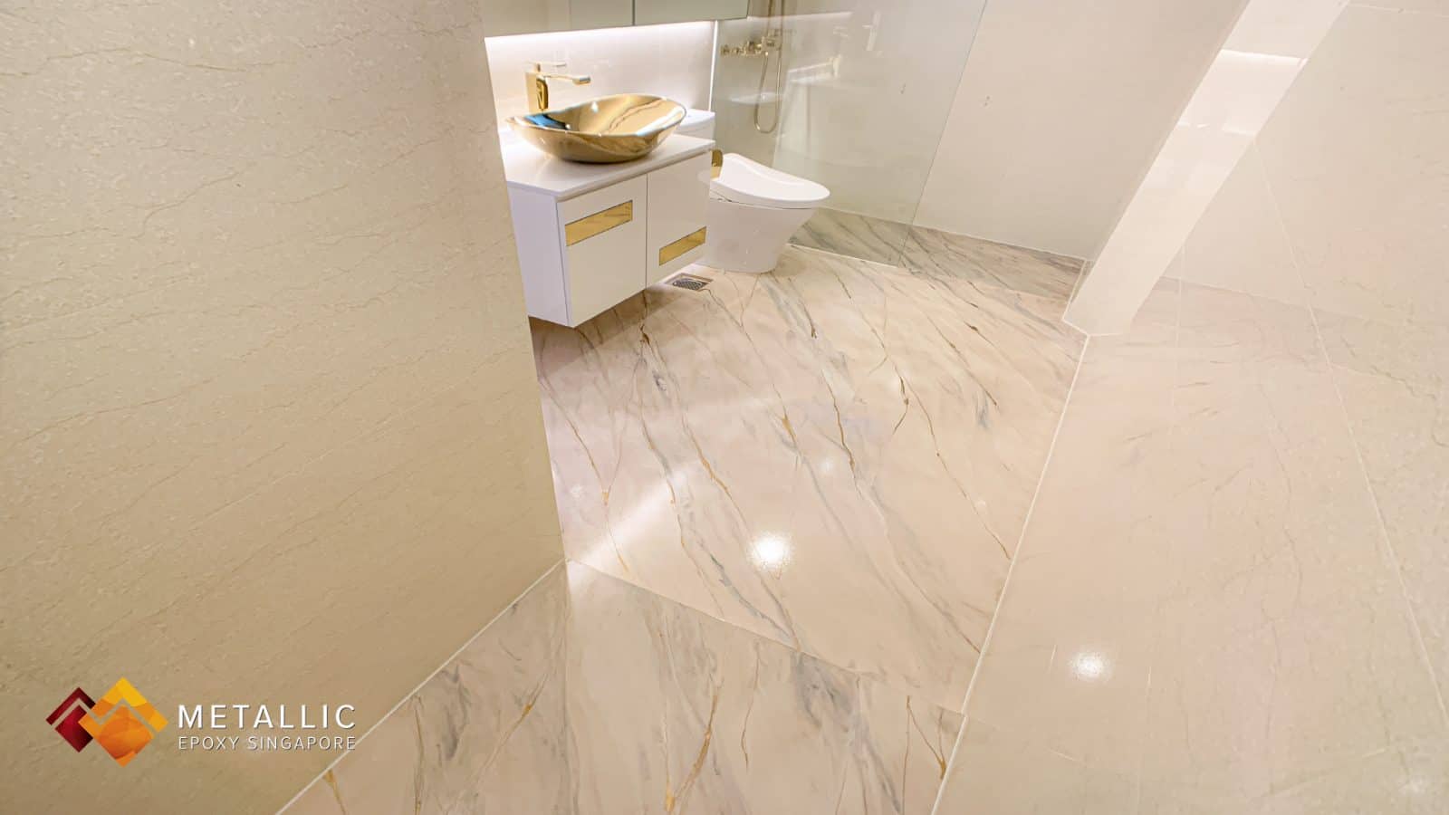 Beige Marble Bathroom Flooring