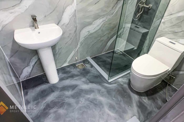 Silver Swirl Bathroom Flooring
